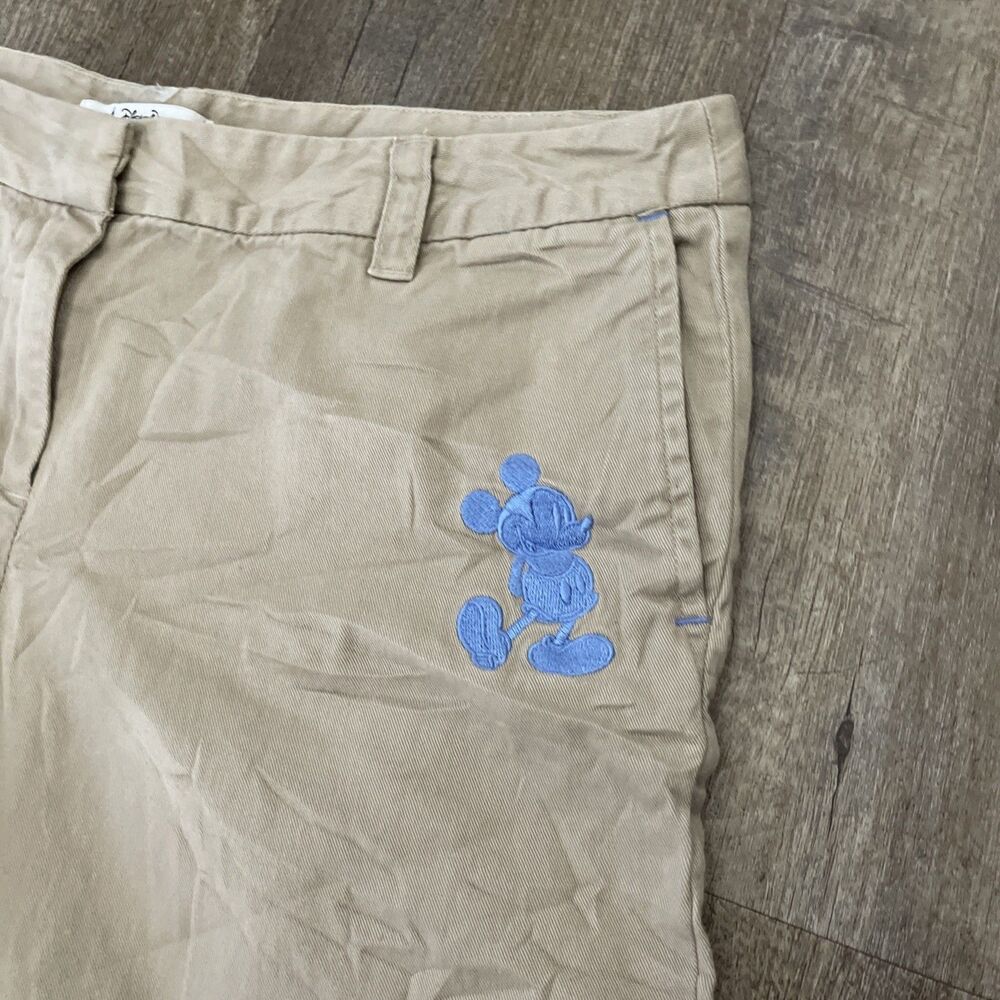 Disney Parks Embroidered Mickey Mouse Khaki Capri Pants Size 8 - Picture 8 of 10